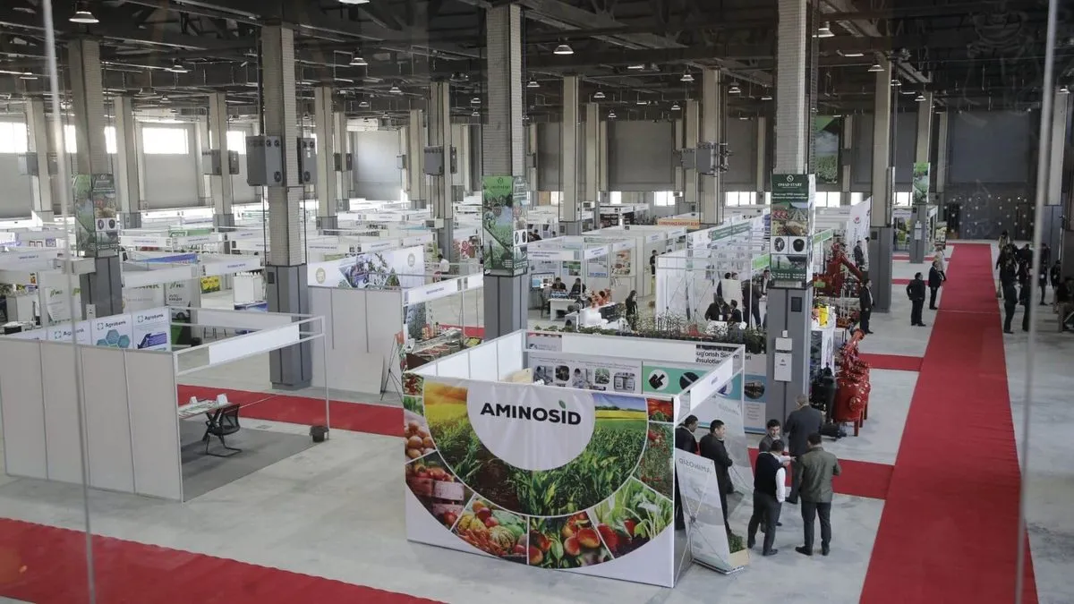 A branded stand in the central aisle of the exhibition pavilion